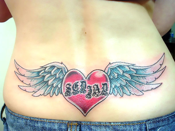 Winged Heart on Lower Back Tattoo Idea