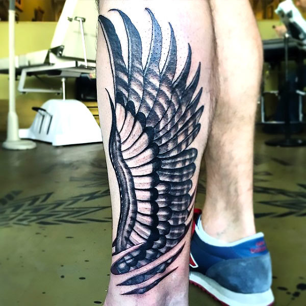 Wing on Leg Tattoo Idea