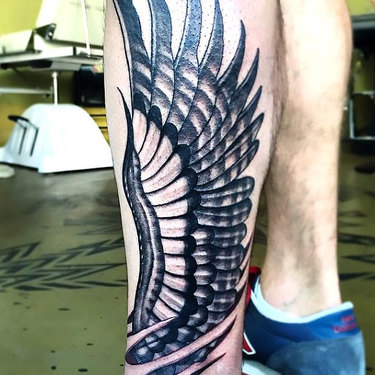 Wing on Leg Tattoo