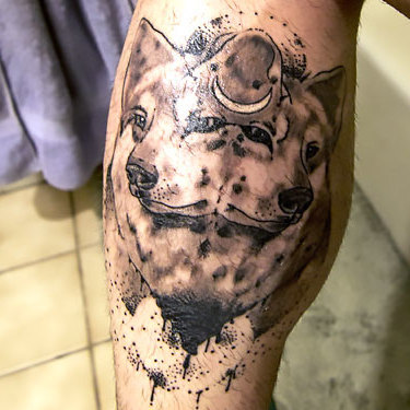 Wolves on Calf Tattoo