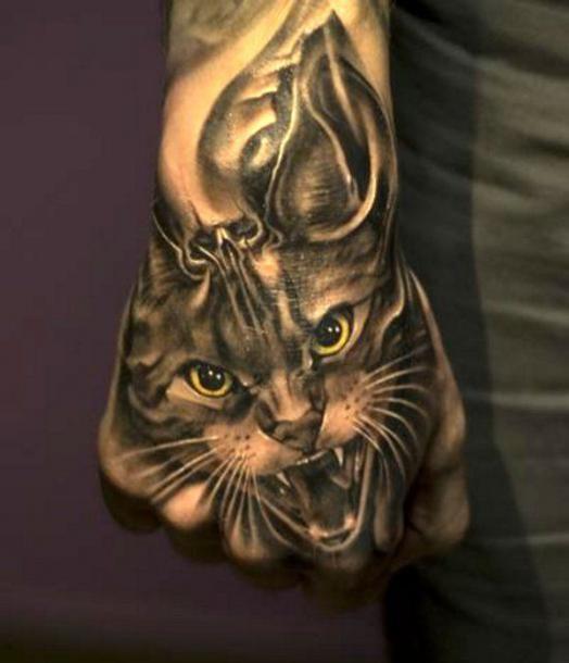Angry Cat Tattoo Idea