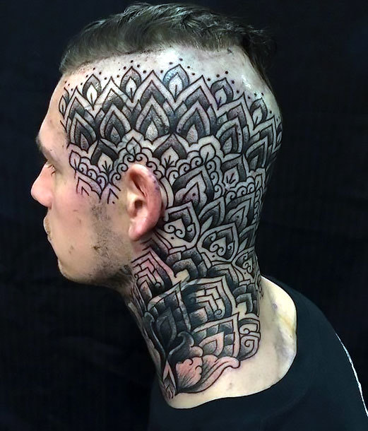 Mandala Inspired Head Tattoo Idea
