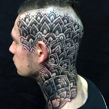 Mandala Inspired Head Tattoo