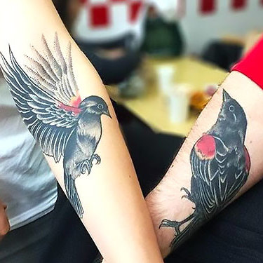 Matching Blackbird and Crow Tattoo