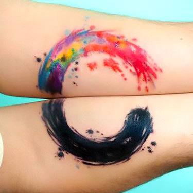 Matching Watercolor Circle Tattoo