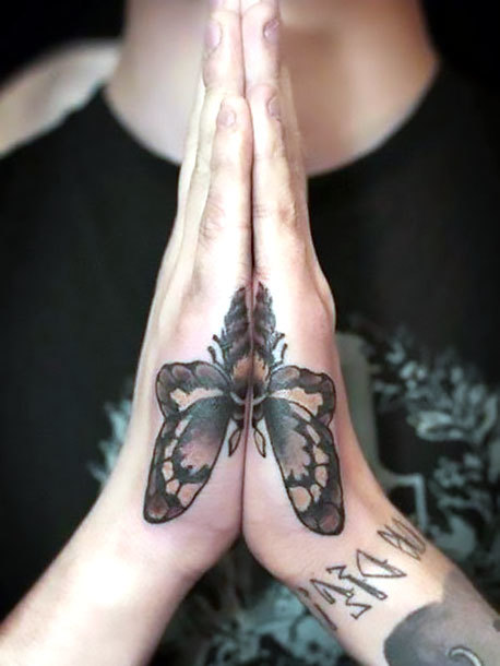 Matching Butterflies on Hands Tattoo Idea