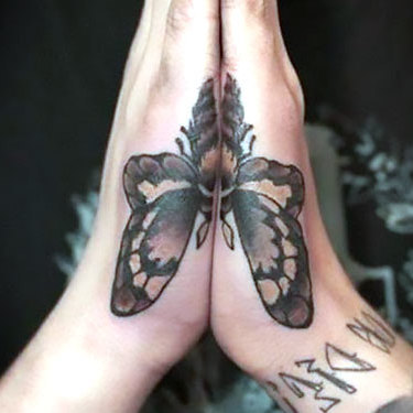 Matching Butterflies on Hands Tattoo