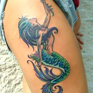 Mermaid on Thigh for Women Tattoo
