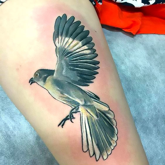 Mockingbird on Thigh Tattoo Idea