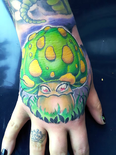 Evil Green Mushroom Tattoo Idea