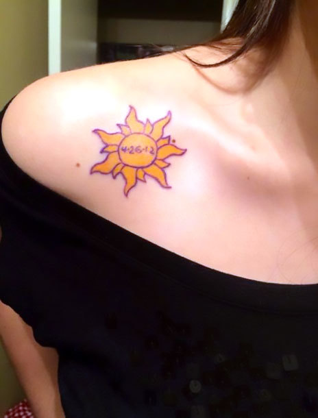Sun Tattoo on Collar Bone for Girls Tattoo Idea