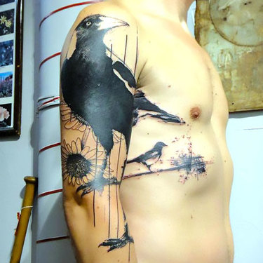 Tattoo of A Raven on Shoulder Tattoo