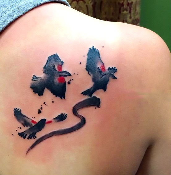 Three Small Blackbirds Tattoo Idea