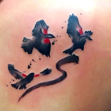 Three Small Blackbirds Tattoo