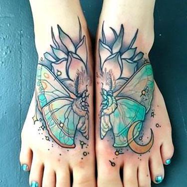 Awesome Butterfly Wings on Feet Tattoo