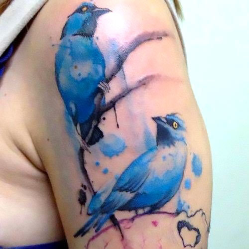 Nice Bluebirds on Shoulder Tattoo Idea