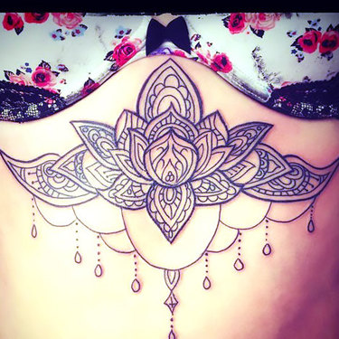 Nice Under Breast Lotus Tattoo