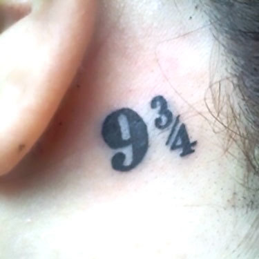 Nine and Three Quarters Behind Ear Tattoo
