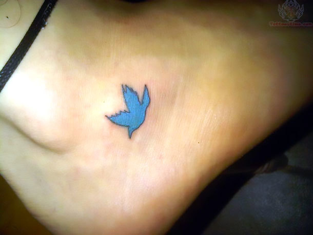 Tiny Bluebird on Ankle Tattoo Idea