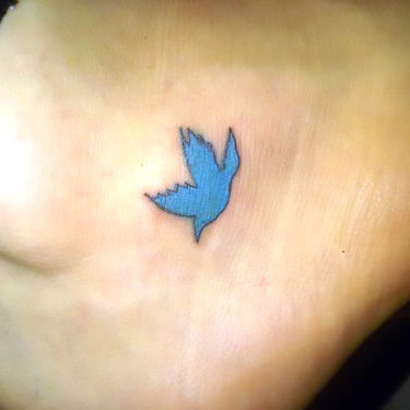 Tiny Bluebird on Ankle Tattoo