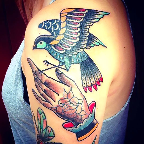 Traditional Bird Tattoo Idea