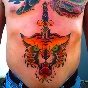 Traditional Male Stomach Tattoo