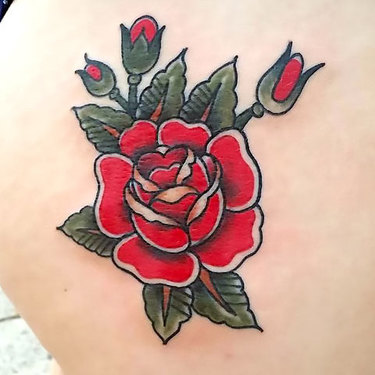 Traditional Rose on Butt Tattoo