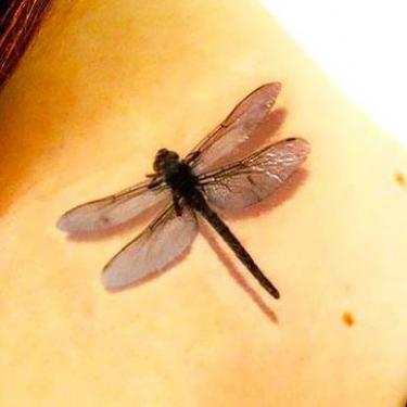 3D Dragonfly On Back Tattoo
