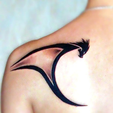 Tribal Dragon on Shoulder Blade Tattoo