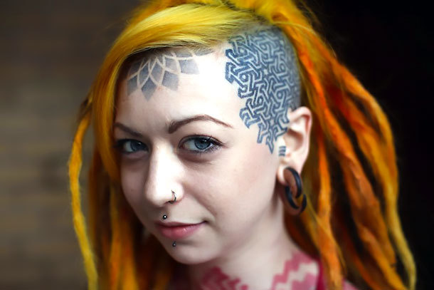 Tribal Head for Girl Tattoo Idea