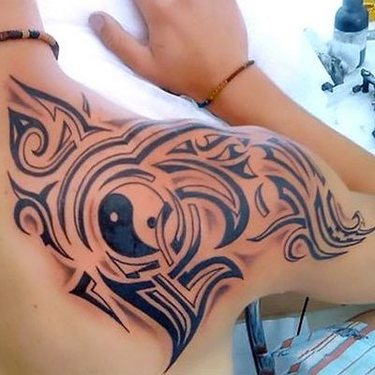 Tribal Men Yin Yang Tattoo