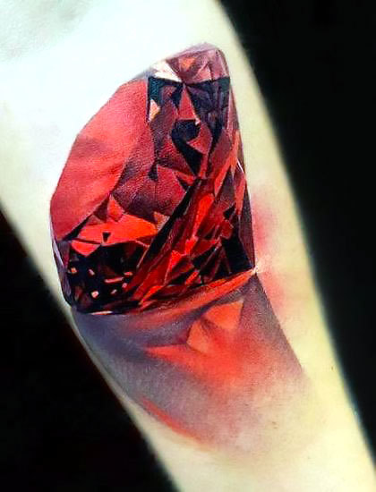 Realistic Red Ruby Tattoo Idea