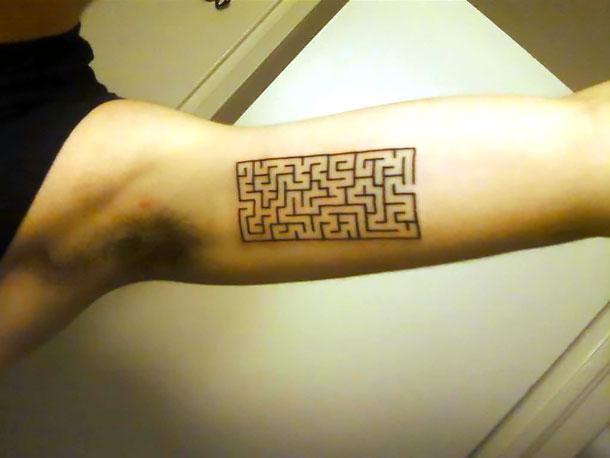Awesome Maze on Bicep Tattoo Idea