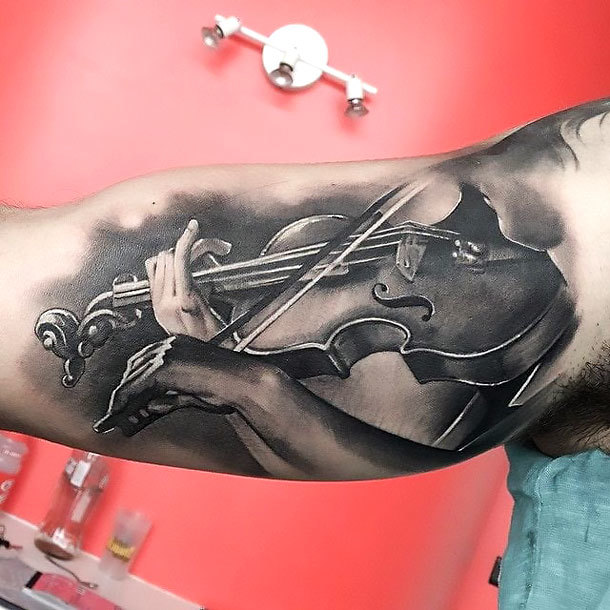 Realistic Violin Tattoo Idea