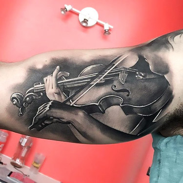 Realistic Violin Tattoo