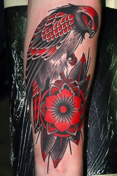 Red Hawk Tattoo Idea