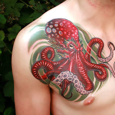 Red Octopus Tattoo