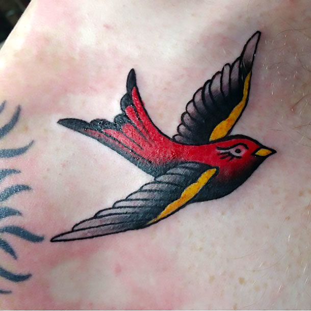 Red Sparrow Tattoo Idea