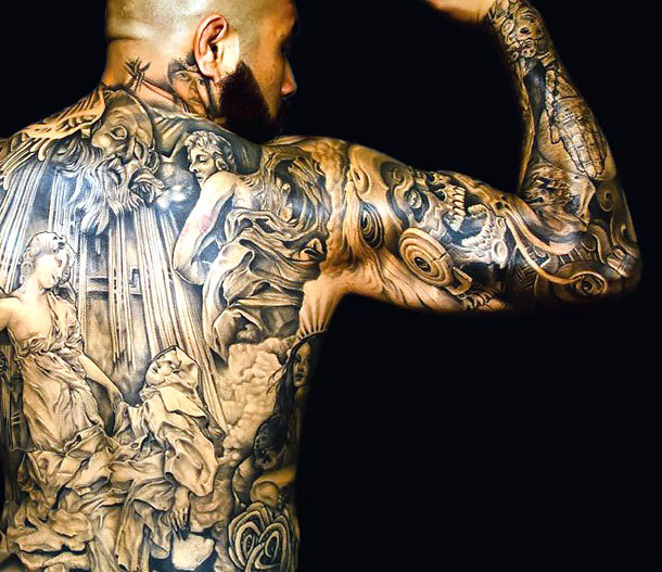 Religious Back Men Tattoo Idea