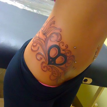 Peace Heart on Hip Tattoo