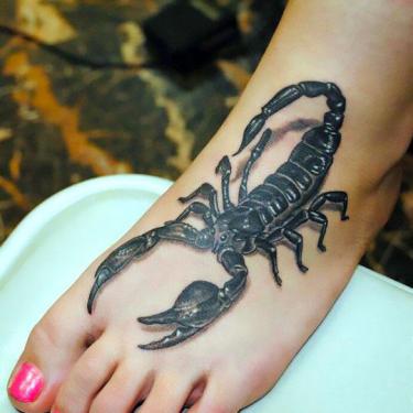 3D Scorpion on Foot Tattoo