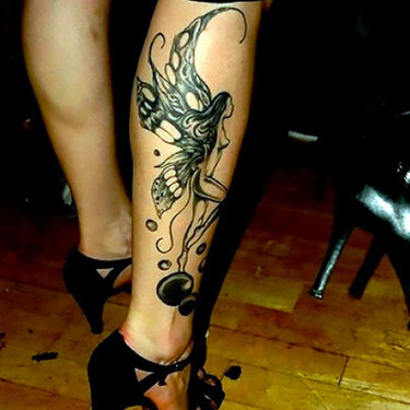Fairy on Calf for Women Tattoo