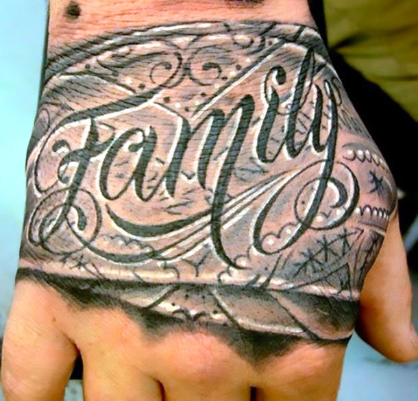 Family on Hand Tattoo Idea