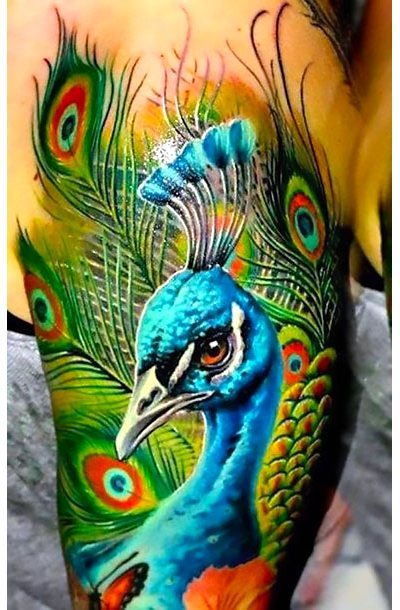 Peacock Head Tattoo Idea