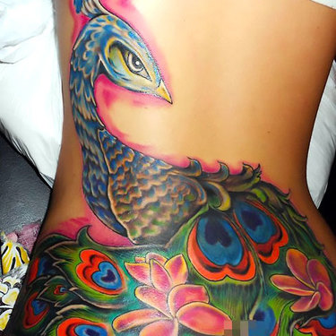 Peacock on Butt Tattoo