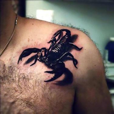 3d Scorpion On Shoulder Tattoo