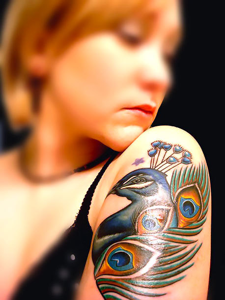 Peacock on Shoulder Tattoo Idea