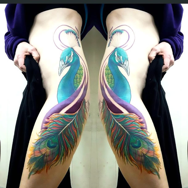 Peacock With Feather Tattoo Idea