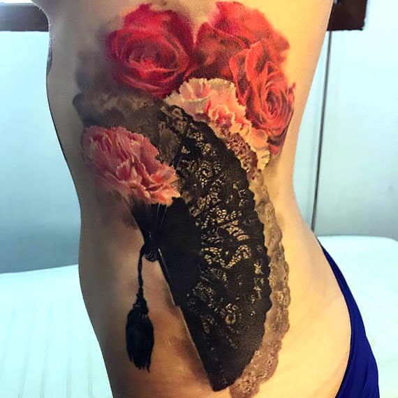 Rose on Ribs Tattoo Idea