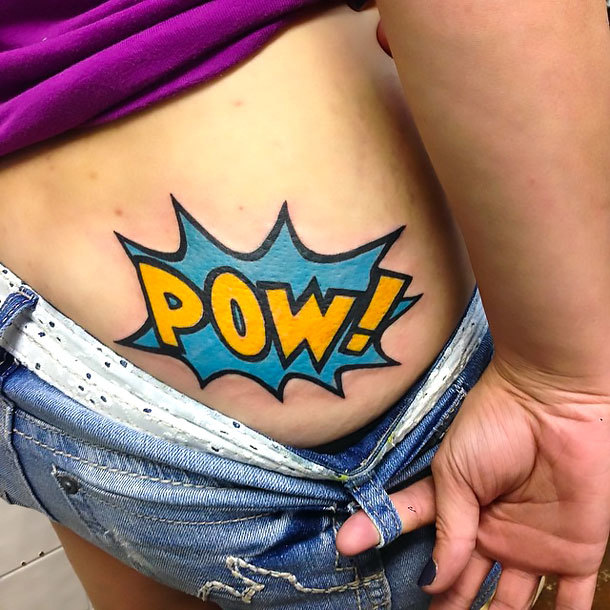 Pow on Butt Tattoo Idea